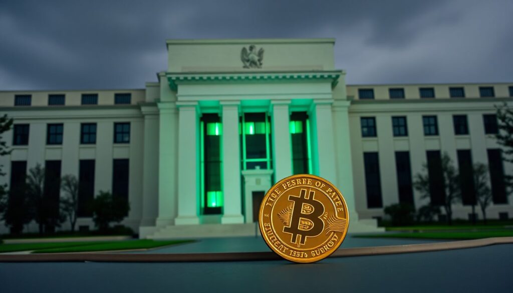 Влияние процентных ставок ФРС на цену биткоина. - иллюстрация