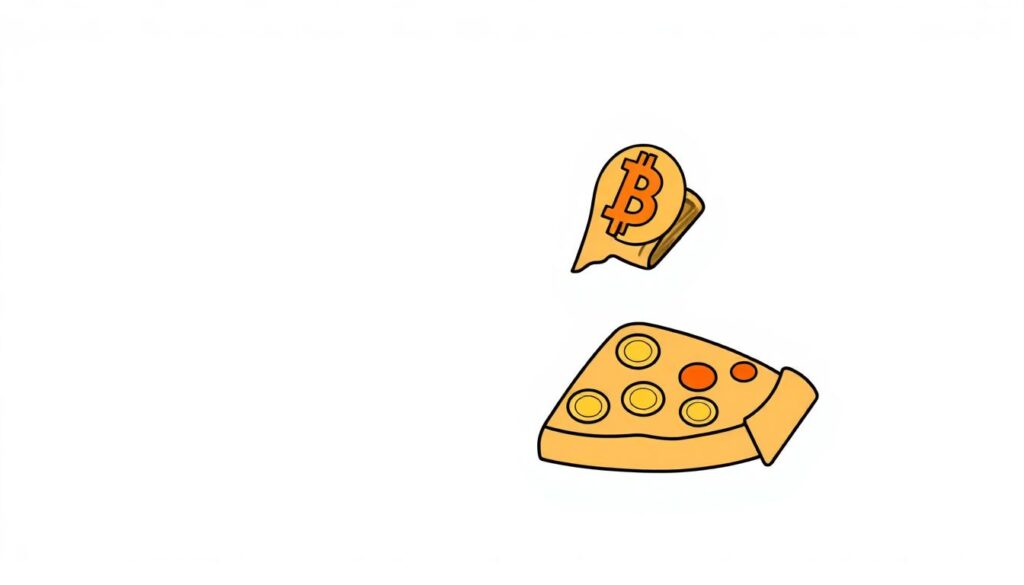 Невероятная история пиццы за 10 000 биткоинов. - иллюстрация