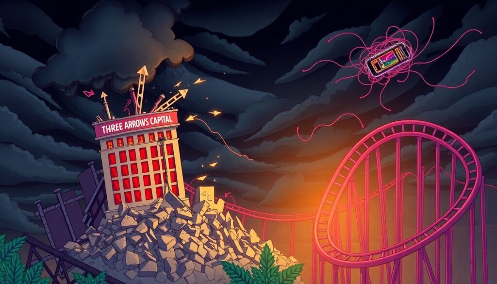 История провала Three Arrows Capital (3AC) и его последствия. - иллюстрация